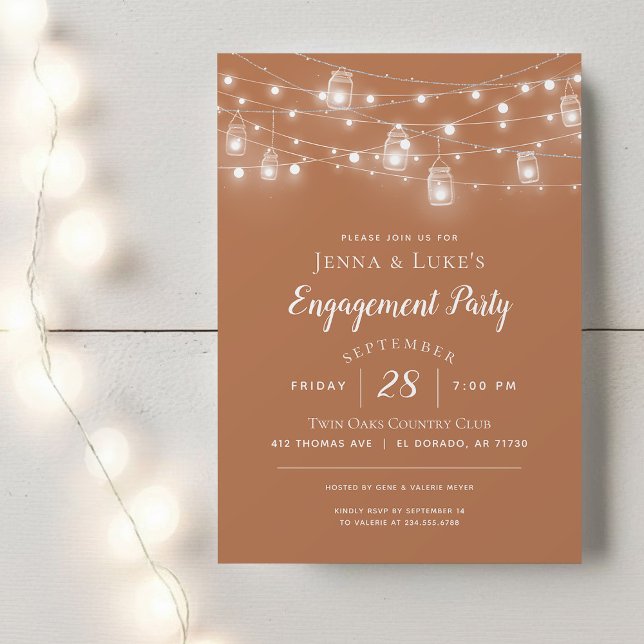 Rustic String Lights Engagement Party Invitation (Creator Uploaded)