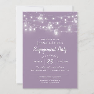 Rustic String Lights Engagement Party Invitation