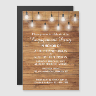 Rustic String Lights Engagement Party  Magnetic Invitation