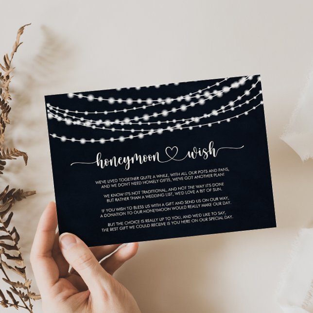 Rustic String Lights Honeymoon Wish  Enclosure Card (Creator Uploaded)