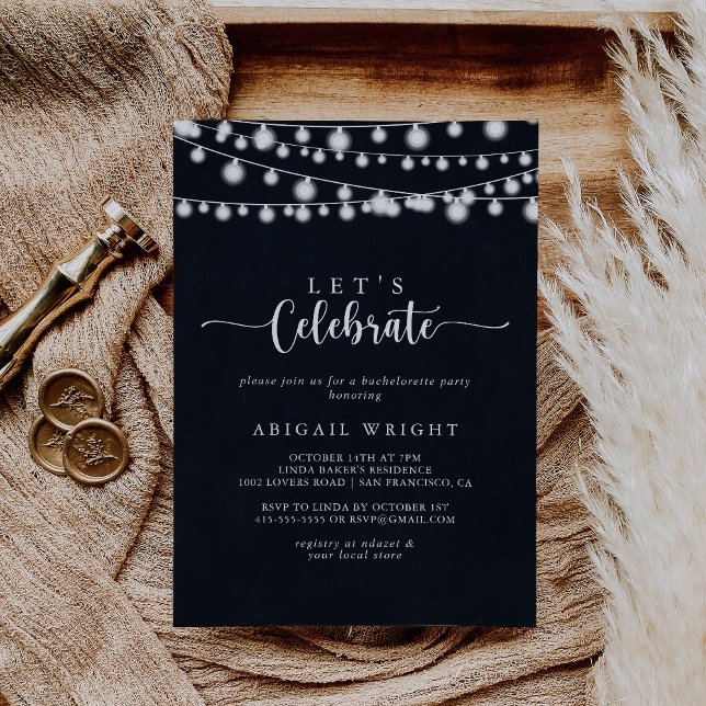 Rustic String Lights Let's Celebrate Party   Invitation (Creator Uploaded)