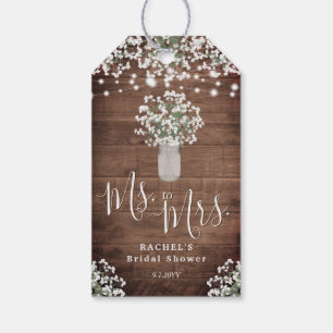 Rustic String Lights Mason Jar Bridal Shower Gift Tags