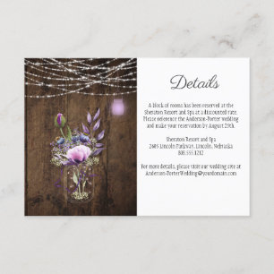 Rustic String Lights Mason Jar Violet Enclosure Card