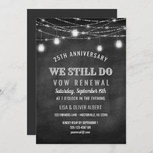 Rustic String Lights Mason Jar Vow Renewal Invitation