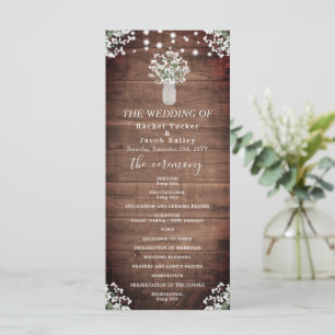 Rustic String Lights Mason Jar Wedding Program