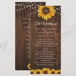 Rustic String Lights Mason Jar Wedding Program