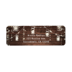 Rustic String Lights Mason Jars Lace Country Glam Return Address Label