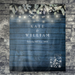 Rustic String Lights Mason Jars Photo Backdrop Tapestry