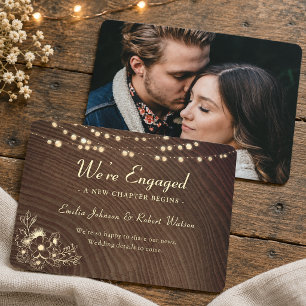 Rustic String Lights Photo Engagement Announcement