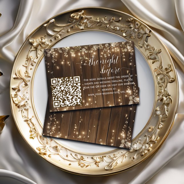 Rustic String Lights QR Code The Night Before Enclosure Card (Creator Uploaded)