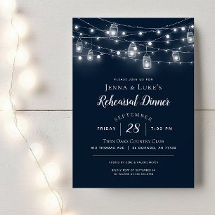 Rustic String Lights Rehearsal Dinner Invitation