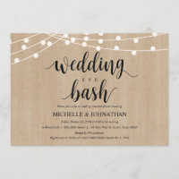 Rustic String Lights Rehearsal Dinner Invites