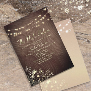 Rustic String Lights Rehearsal Invite