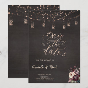 Rustic String Lights Roses Save The Date