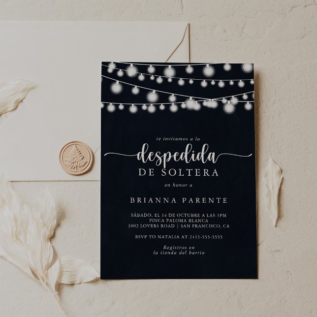Rustic String Lights Spanish Bridal Shower  Invitation (Creator Uploaded)