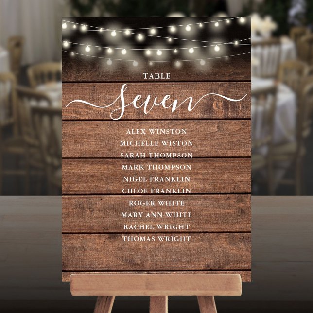 Rustic String Lights Table Number Seating Chart (Rustic String Lights Table Number Seating Chart)
