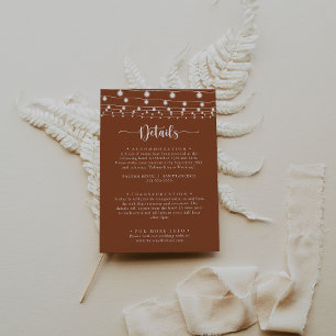 Rustic String Lights Terracotta Wedding Details  Enclosure Card