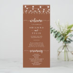 Rustic String Lights Terracotta Wedding Program<br><div class="desc">This rustic string lights terracotta wedding program is perfect for a classic wedding. The design features beautiful hand-painted string lights in a terracotta background.</div>