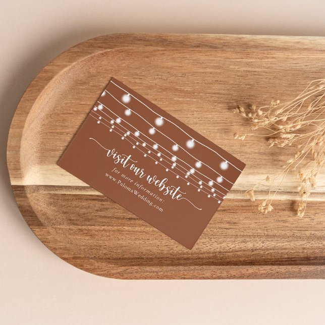  Rustic String Lights Terracotta Wedding Website   Enclosure Card (Creator Uploaded)