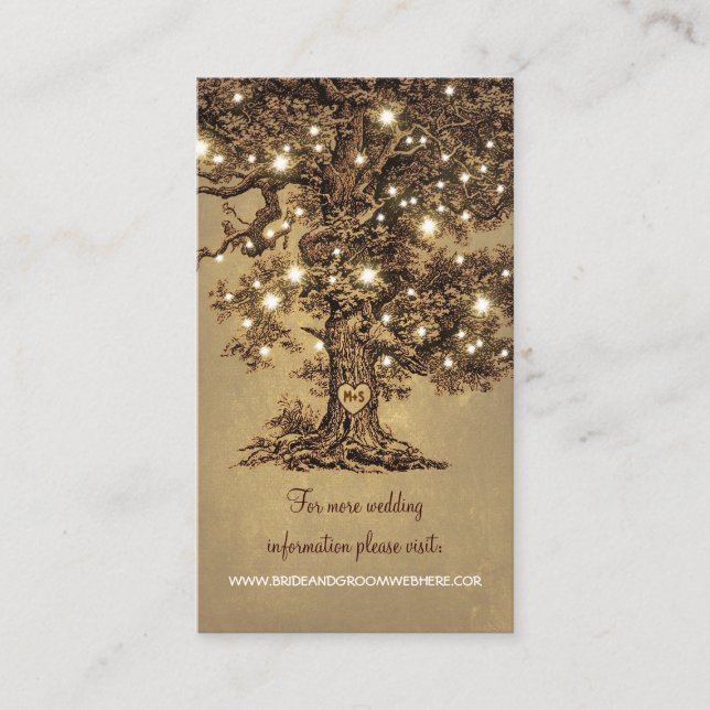 Rustic String Lights Tree Wedding Enclosure Card (Front)