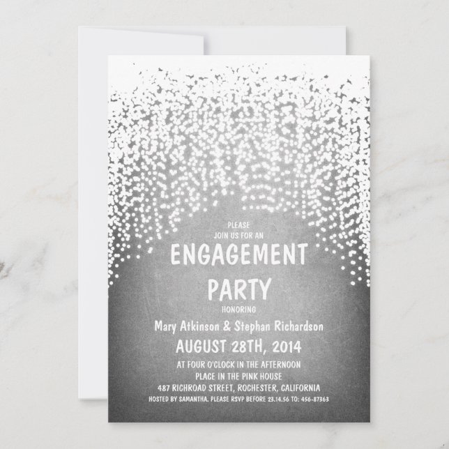 rustic string lights vintage engagement party invitation (Front)