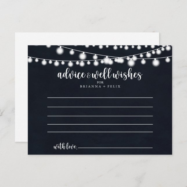 Rustic String Lights Wedding Advice Card (Front/Back)