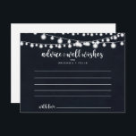 Rustic String Lights Wedding Advice Card<br><div class="desc">This rustic string lights wedding advice card is perfect for a modern wedding. The design features beautiful hand-painted string lights in a dark blue background. These cards are perfect for a wedding, bridal shower, baby shower, graduation party & more. Personalise the cards with the names of the bride and groom,...</div>