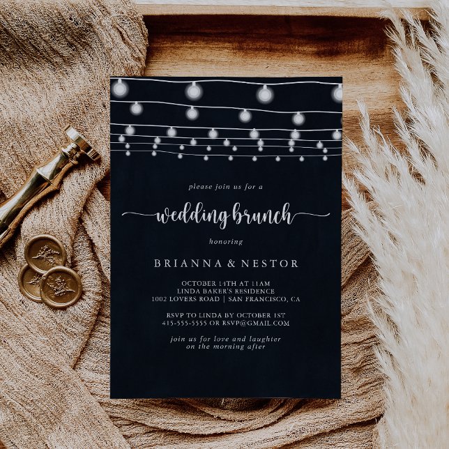 Rustic String Lights Wedding Brunch   Invitation (Creator Uploaded)