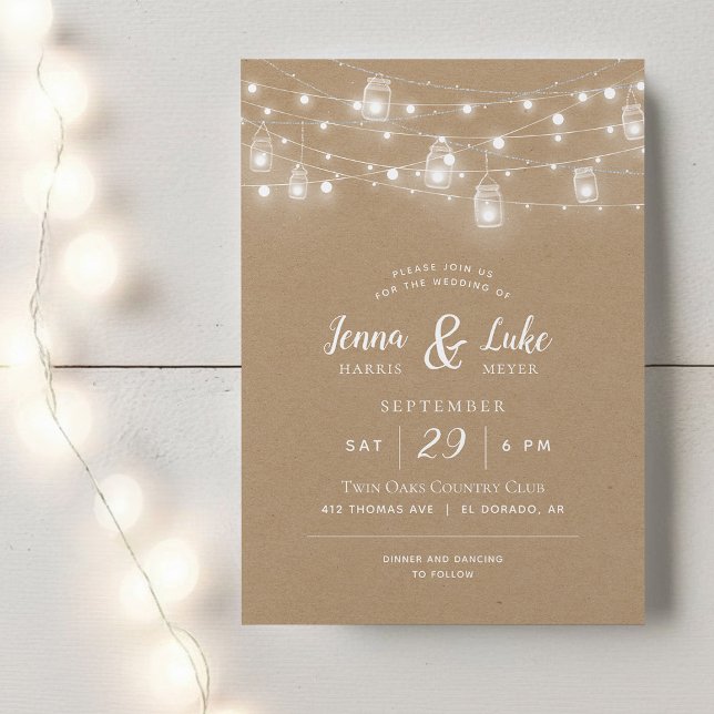 Rustic String Lights Wedding Invitation (Creator Uploaded)