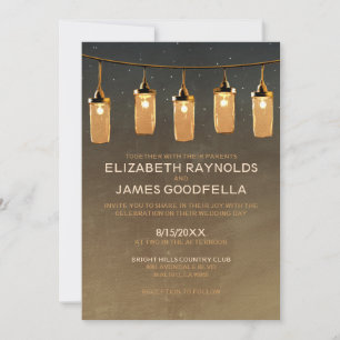 Rustic String Lights Wedding Invitations