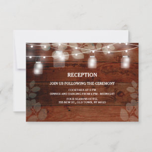 Rustic String Lights Wedding Reception Card