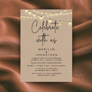 Rustic String Lights Wedding Reception Elegant Invitation