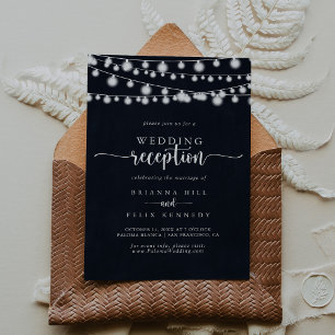 Rustic String Lights Wedding Reception   Invitation