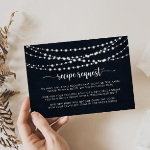 Rustic String Lights Wedding Recipe Request   Enclosure Card