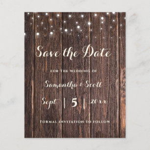 Rustic String Lights Wedding Save the Date Cards