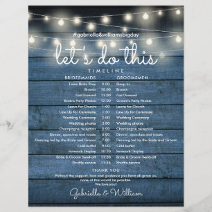 Rustic String Lights Wedding Schedule Timeline