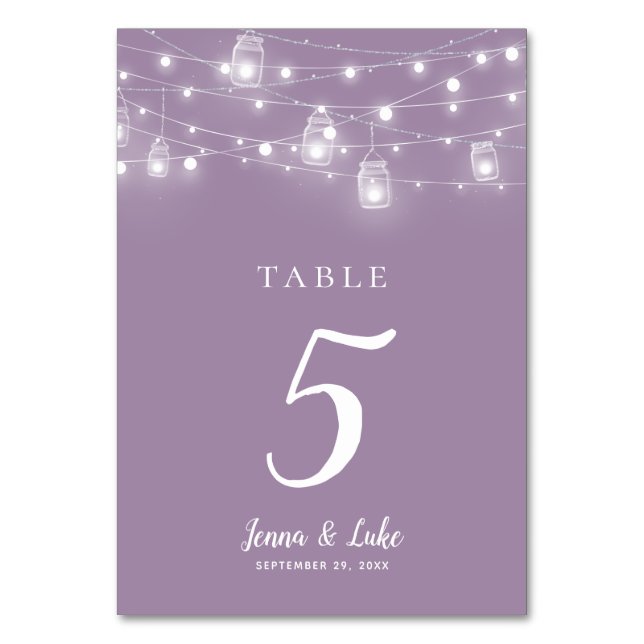 Rustic String Lights Wedding Table Numbers (Front)