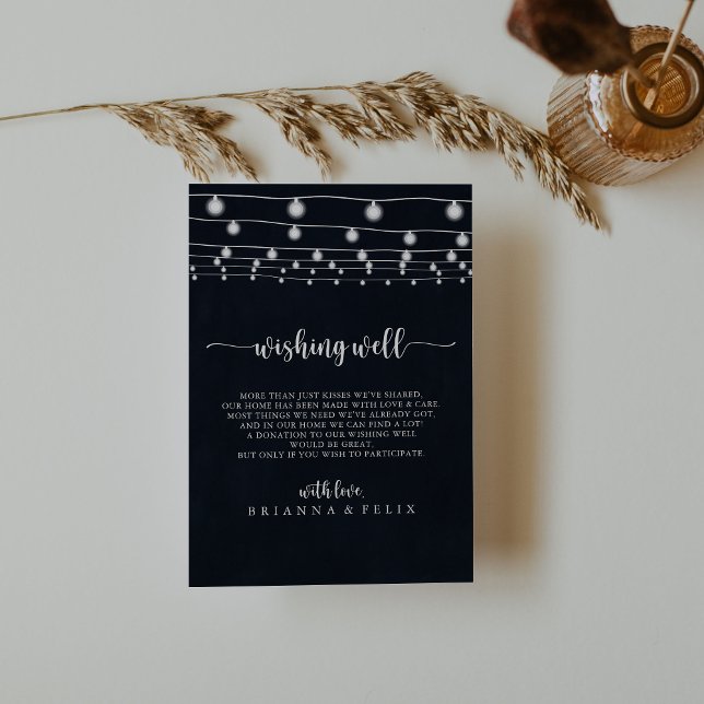 Rustic String Lights Wedding Wishing Well  Enclosure Card (Creator Uploaded)
