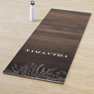 Rustic String Lights Wood Pattern Mum Personalised Yoga Mat