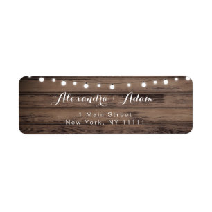 Rustic String Lights Wood Return Address Label