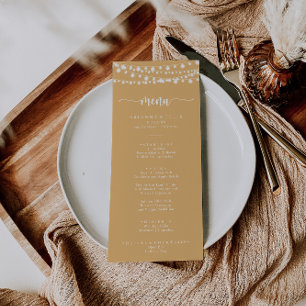 Rustic String Lights Yellow Dinner Menu