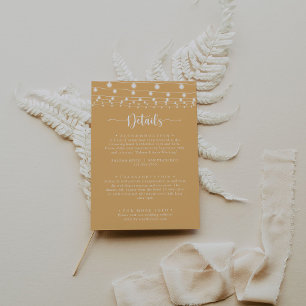 Rustic String Lights Yellow Wedding Details Enclosure Card