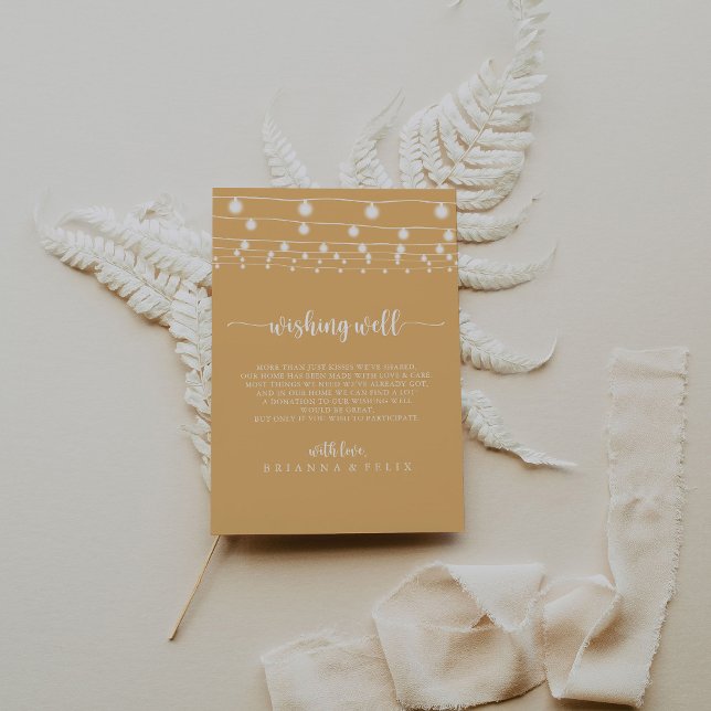 Rustic String Lights Yellow Wedding Wishing Well  Enclosure Card (Creator Uploaded)