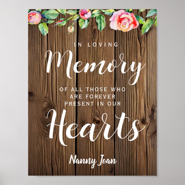 Rustic String of lights In loving memory sign (Front)