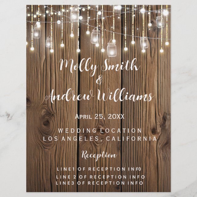 Rustic string of lights party/wedding PROGRAM (Front)
