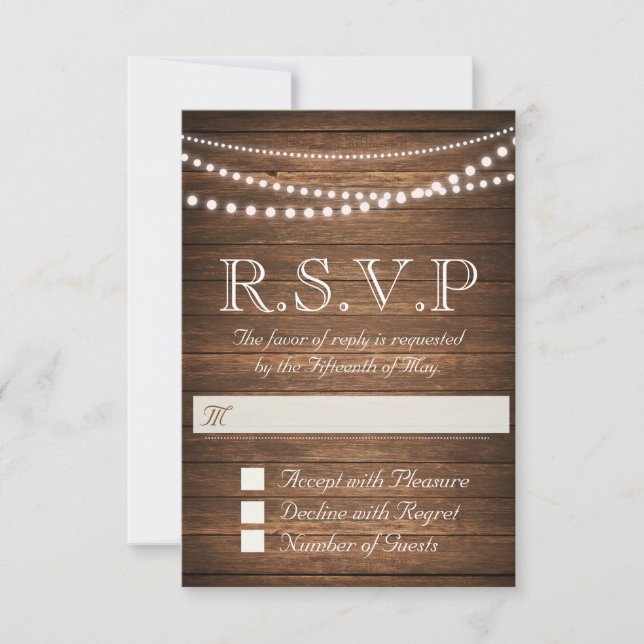 Rustic String of Lights RSVP Card (Front)