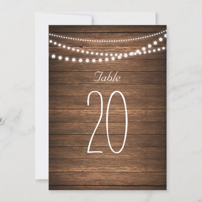 Rustic String of Lights Table Numbers (Front)