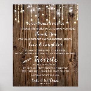 Rustic string of lights Thank you wedding sign
