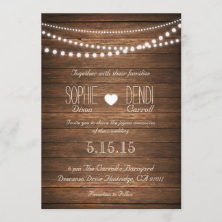 Rustic String of Lights Wedding Invite (Off White)