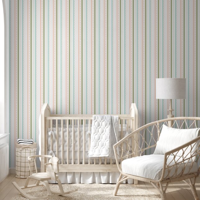 Rustic Striped Colourful Natural Country Wallpaper (Kids)